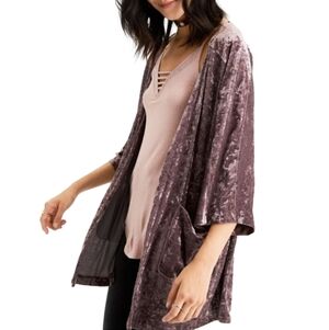 American Eagle Burgundy Velvet Kimono XXS Flowy Oversized